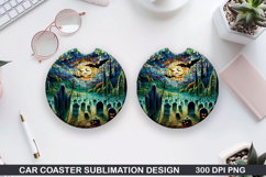 Car coaster sublimation, Halloween Coaster PNG Design Product Image 1