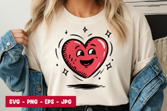 Cute Happy Heart Face Love SVG PNG Product Image 1