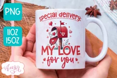 Cute Valentines Mug Wrap PNG, Valentines love letter mug png Product Image 1