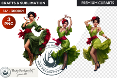 Spanish Flamenco dancer woman Clipart, Sevillana Product Image 1