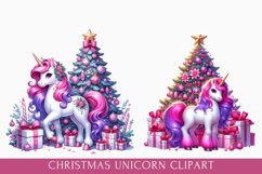christmas unicorn clipart, cute christmas unicorn clipart Product Image 1