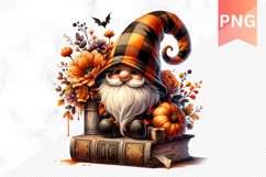 Halloween Gnome Books Sublimation - Halloween Clipart PNG Product Image 1