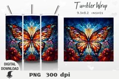 Butterfly stained glass Tumbler Wrap, Butterfly Sublimation Product Image 1
