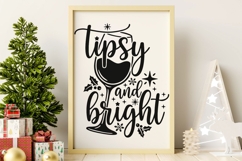 Tipsy and Bright Svg, Wine Christmas Svg, Wine Lover Svg. Product Image 7