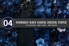 Midnight Navy Floral Digital Paper Product Image 1