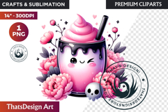 Pastel Goth Halloween Drinks - Kawaii Spooky Clipart PNG Product Image 1
