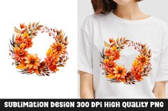 Autumn Fall Floral Frame Sublimation T-Shirt Design Product Image 1