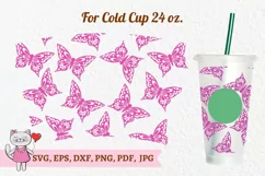 Butterfly Tumbler svg for Full Wrap Venti Cold Cup 24 oz Product Image 2