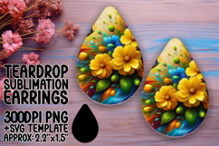 Whimsical Teardrop Earrings Template , Flowers Product Image 1