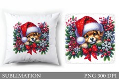 Cute Dog Pillow Design. Christmas Pillow Sublimation Product Image 1