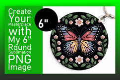 Cute Round Design Keychain Template , Butterfly Product Image 1