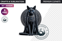 Black Cat Familiar Clipart PNG, Witch Cat, Mystical Animal Product Image 1