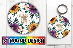 Cozy Circle Keychain Design PNG, Flower Quote Product Image 1