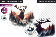 Watercolor Wild Animal Clipart, Forest Wildlife PNG Product Image 1