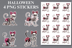 4 Halloween Skeleton Stickers Png | Printable Product Image 1