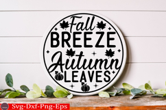 Fall Breeze Autumn Leaves Fall Round Sign SVG Product Image 2