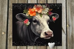 Cow & flowers | 9 Skinny tumbler Sublimation designs, JPG Product Image 10