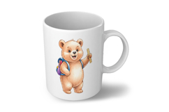 Cute Bear with Backpack Holding a Ruler Watercolor PNG Product Image 5