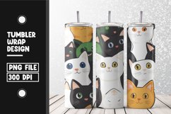 Cute cat pattern Tumbler Wrap | Sublimation | 20 oz Skinny Product Image 1
