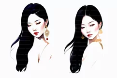 Beautiful Asian woman art sketches 10 PNG Digital download Product Image 10
