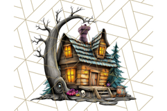 Halloween Buildings Clipart PNG, Haunted Houses Art Product Image 2