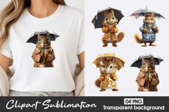 Cute Dog Rain Watercolor Clipart PNG Product Image 1