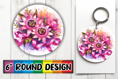 Unique Circle Keychain Magic PNG, Flowers Product Image 1