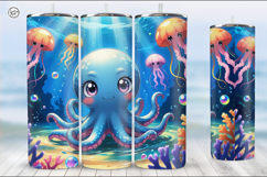 Cute Octopus Tumbler Sublimation, 20 oz Tumbler Wrap Product Image 3