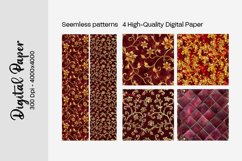 Burgundy Digital Papers | Floral Digital paper Product Image 1