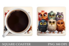 Funny Owl Coaster Design. Cute Owl Coaster Sublimation Product Image 1