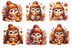 watercolor autumn hedgehog clipart, autumn hedgehog bundle Product Image 2