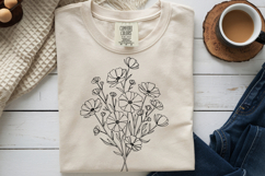 Wildflowers Floral PNG, Fine Line Art Botanical Sublimation Product Image 9