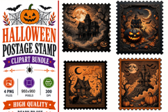 4 Halloween Postage Stamp PNG Product Image 1