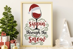 Sippin' Through The Snow Svg, Funny Christmas Wine SVG. Product Image 6