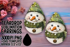 Bright Teardrop Earrings Design for Sublimation , Snowman Product Image 1