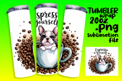 ELEGANT 20oz Sublimation Tumbler Wrap , Coffee Dog Product Image 1