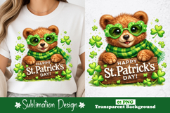Cute Bear Happy St. Patrick’s Day Sublimation Design Product Image 1