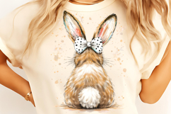 Bunny Coquette Bow PNG, Brushstroke bunny easter PNG, Bunny Product Image 1