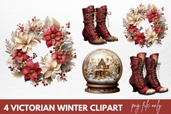 Victorian Winter Clipart Sublimation PNG, Victorian Clipart Product Image 1