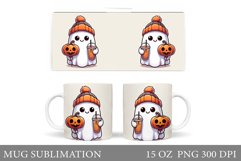Cute Ghost Mug Design. Cute Halloween Mug Sublimation Product Image 1