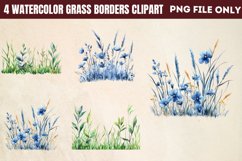 Watercolor Grass Borders Clipart PNG Product Image 1