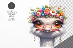 Ostrich clipart, Bird clipart, Funny clipart Product Image 1