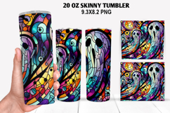 Ghost Skinny Tumbler 20oz Wrap Design, Halloween Tumbler PNG Product Image 1