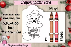 Dog in santa's sock, Christmas Crayon Coloring Card Template Product Image 1