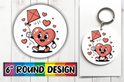 Playful Keychain Circle PNG Design, Valenines Heart Product Image 1