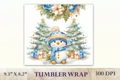 Christmas Sublimation Tumbler Design, Watercolor Snowman Product Image 2