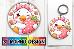 Whimsical Circle Keychain Sublimation, Cute Goose Product Image 1