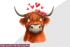 Valentine Highland Cow Clipart Bundle Product Image 2