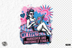 Retro Bookish Girl PNG Illustration Product Image 1