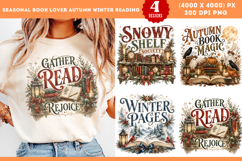 Seasonal Book Lover Autumn Winter Reading Sublimation PNG Product Image 1